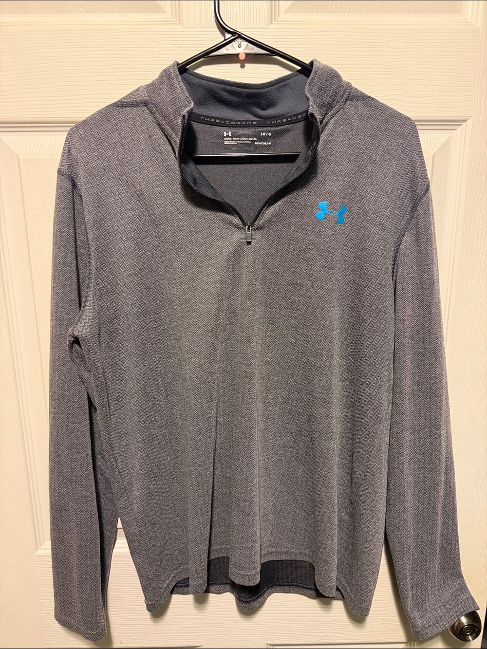 Under Armour Men’s Charcoal Gray Quarter-Zip Pullover with Blue Logo